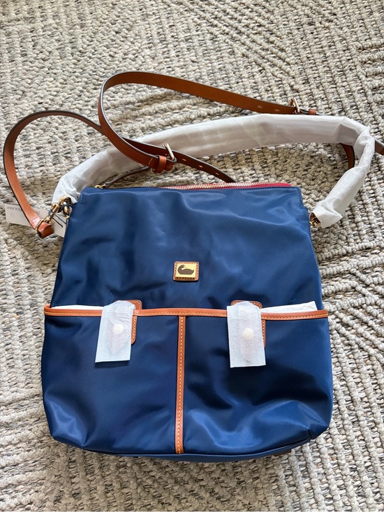 Dooney & Bourke Handbags - Dooney & Bourke Navy and Tan Crossbody Bag